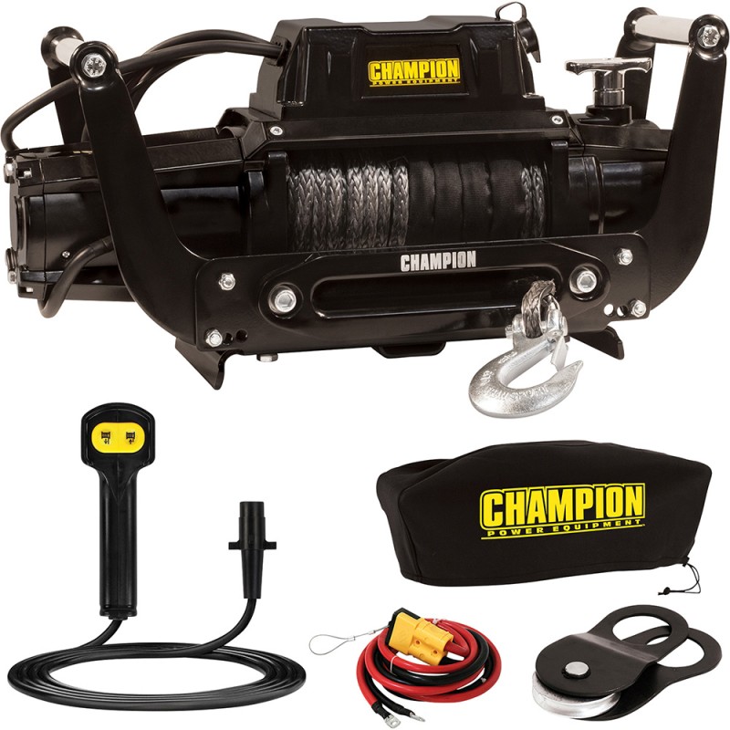 Champion Truck/SUV 12 Volt DC Powered Electric Winch Kit — 12,000-Lb. Capacity, Synthetic Rope Champion Truck/SUV 12 Volt DC Powered Electric Winch Kit — 12,000-Lb. Capacity, Synthetic Rope