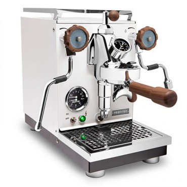 Profitec Pro 400 Espresso Machine in Matte White with Flow Control and Walnut