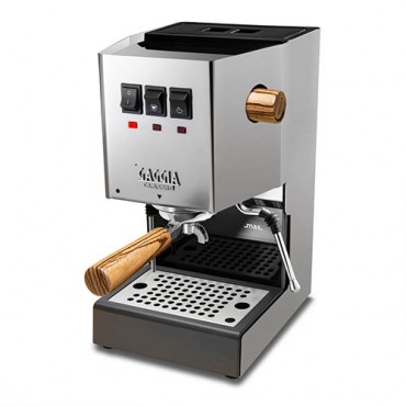 Gaggia Classic Pro in Stainless Steel - Zebra Wood