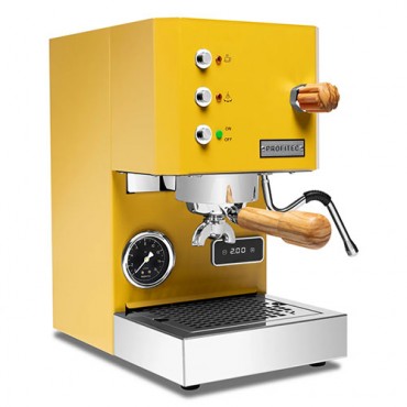 Profitec GO Espresso Machine - Yellow with Olive Wood
