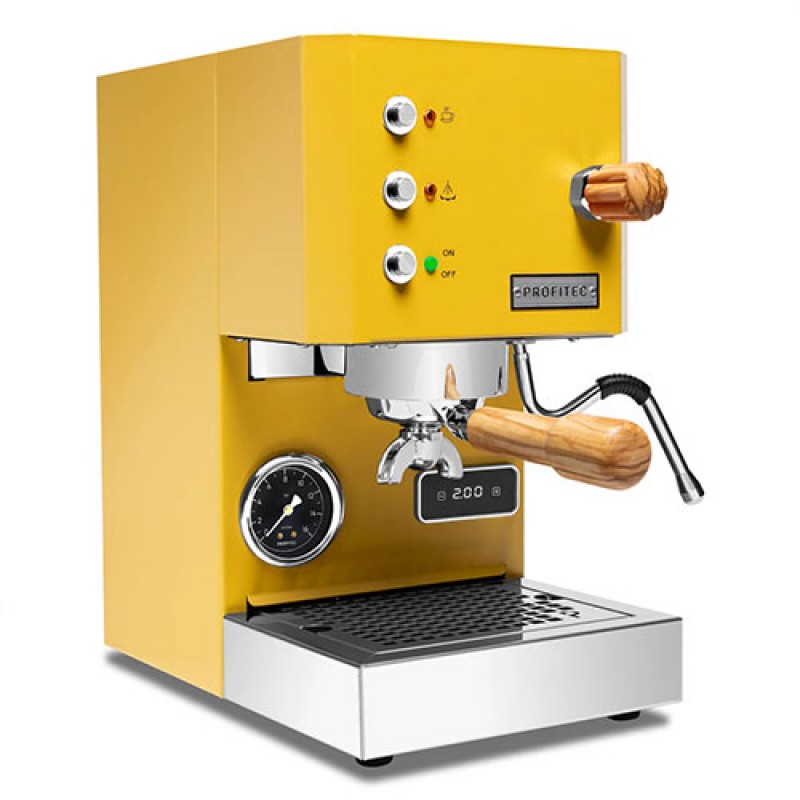 Profitec GO Espresso Machine - Yellow with Olive Wood