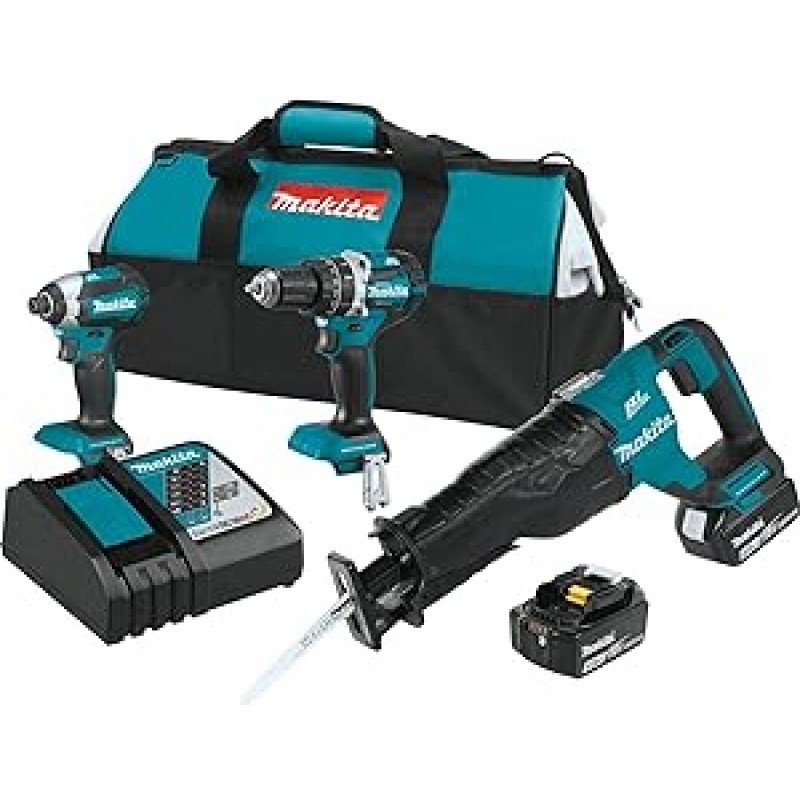 Makita 3 Piece Brushless Cordless Combo Kit 4.0 Ah 18V LXT Lithium-Ion XT328M